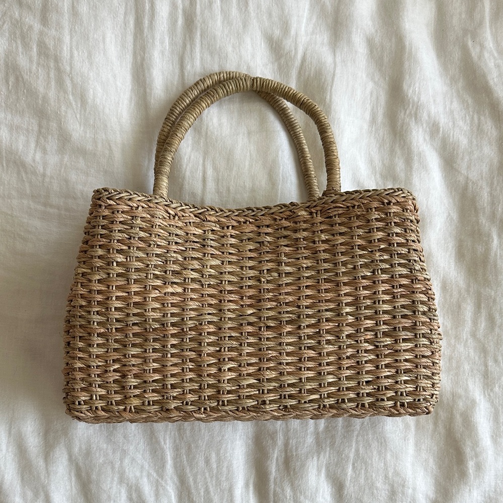Tan Woven Tote Handbag